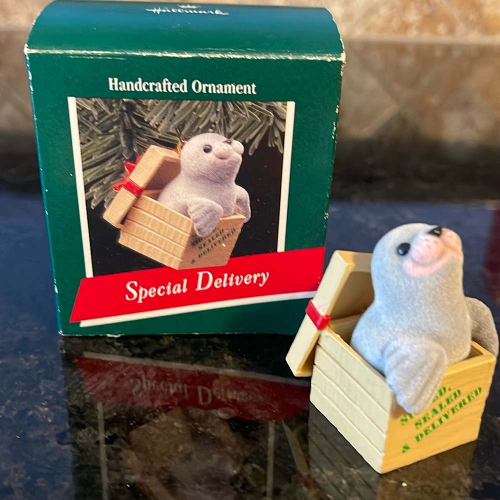1989 Hallmark Keepsake
Ornament Special Delivery
Seal in Present
